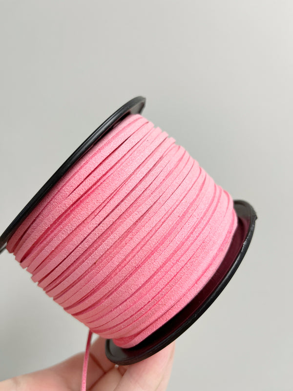 Pink Faux Suede Cord, 3mm Soft Flat Cord (R1)