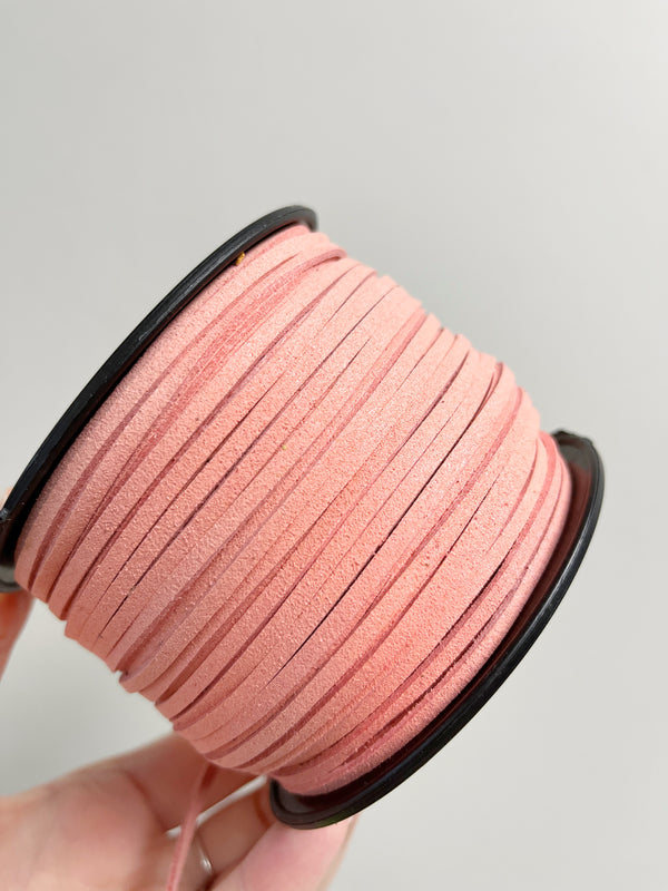 Dusty Pink Faux Suede Cord, 3mm Soft Flat Cord (R1)