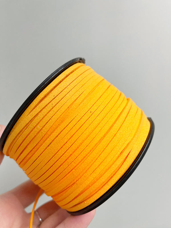 Orange Faux Suede Cord, 3mm Soft Flat Cord (R2)