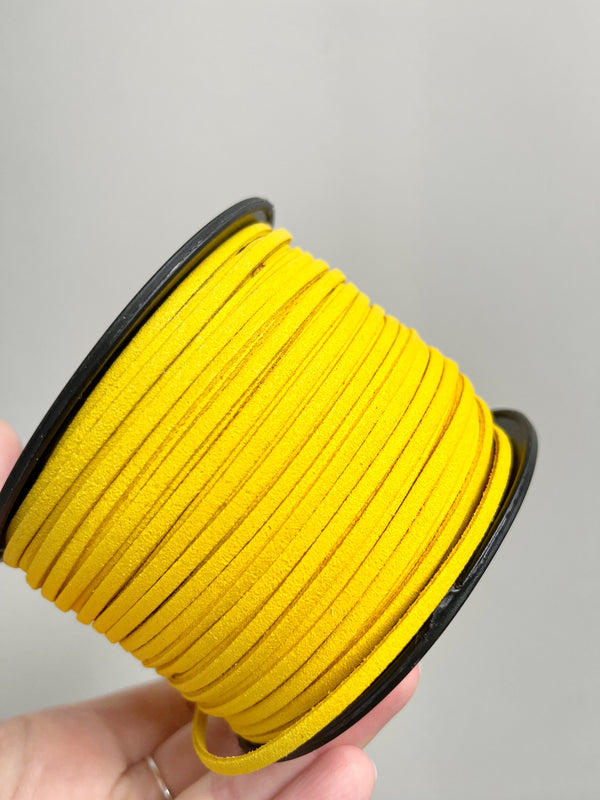 Mustard Yellow Faux Suede Cord, 3mm Soft Flat Cord (R2)