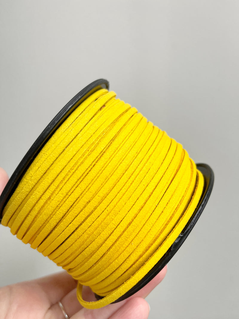 Mustard Yellow Faux Suede Cord, 3mm Soft Flat Cord (R2)