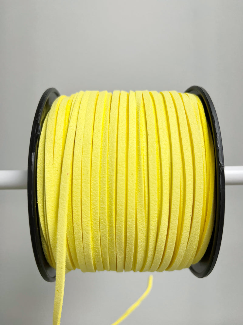 Yellow Faux Suede Cord, 3mm Soft Flat Cord (R1)