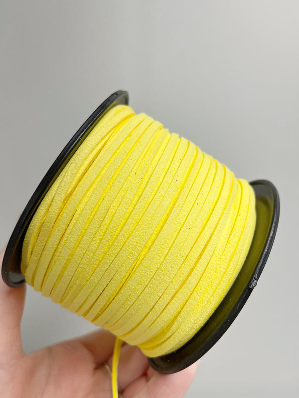 Yellow Faux Suede Cord, 3mm Soft Flat Cord (R1)