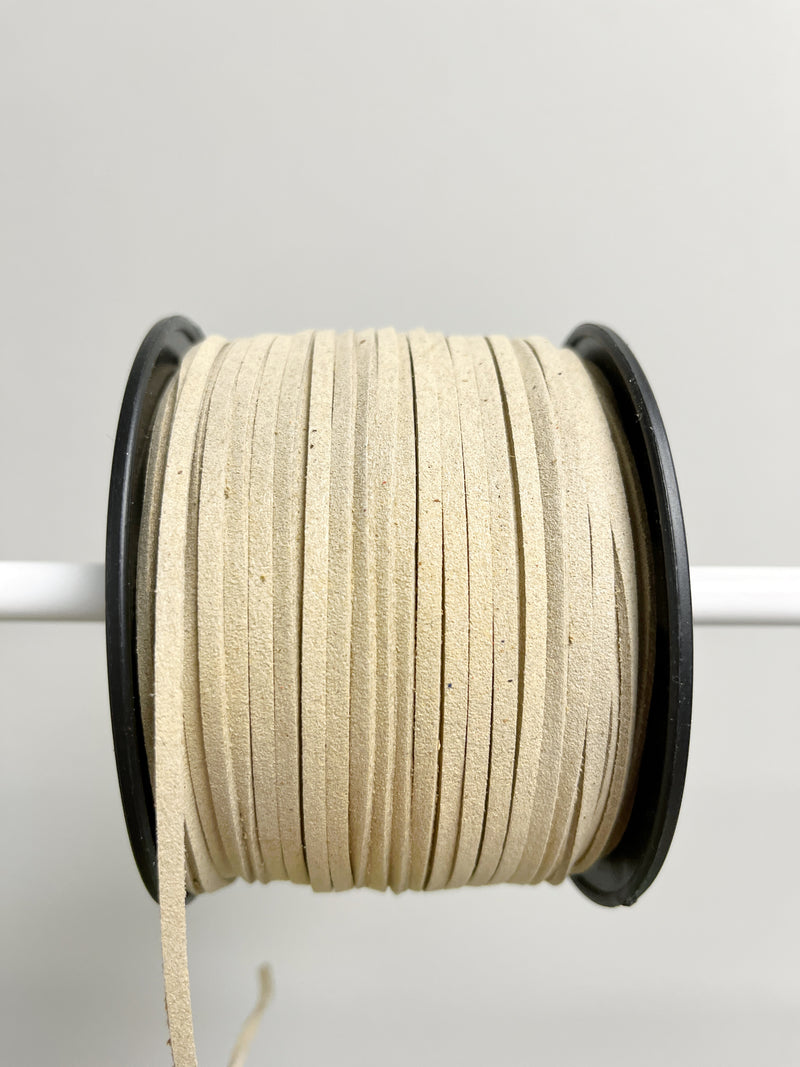 Beige Faux Suede Cord, 3mm Soft Flat Cord (R1)