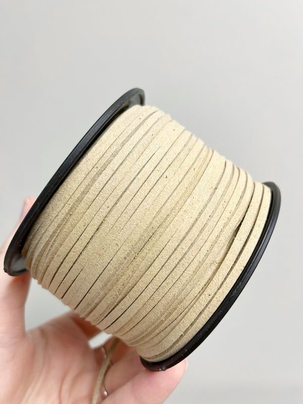 Beige Faux Suede Cord, 3mm Soft Flat Cord (R1)