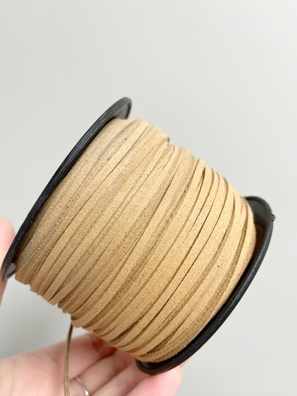 Camel Brown Faux Suede Cord, 3mm Soft Flat Cord (R1)