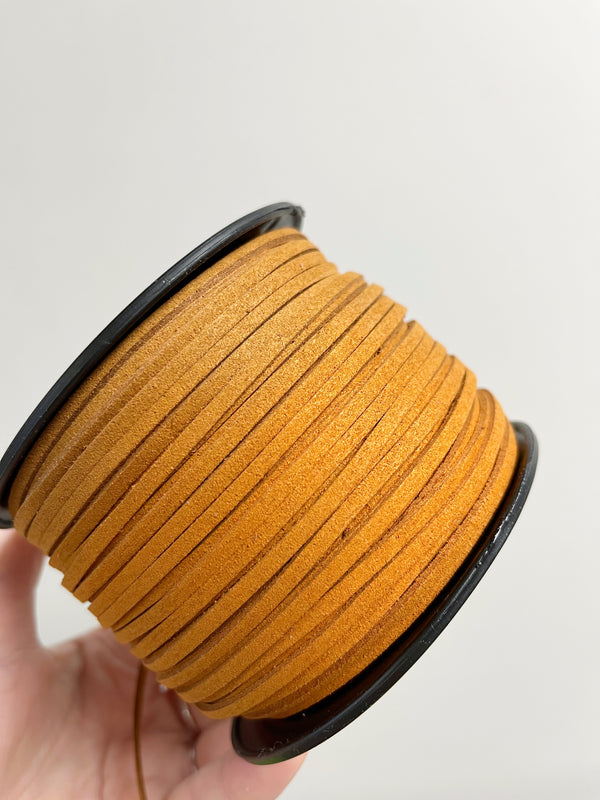 Brass Brown Faux Suede Cord, 3mm Soft Flat Cord (R1)