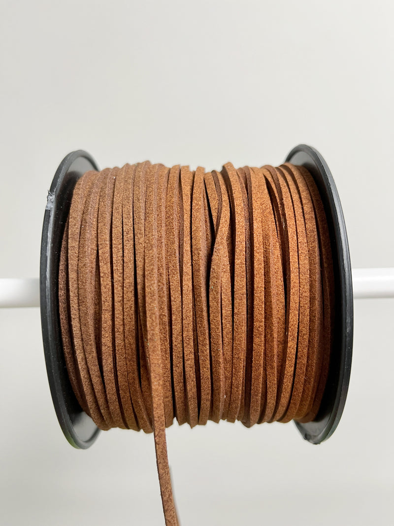 Chestnut Brown Faux Suede Cord, 3mm Soft Flat Cord (R1)