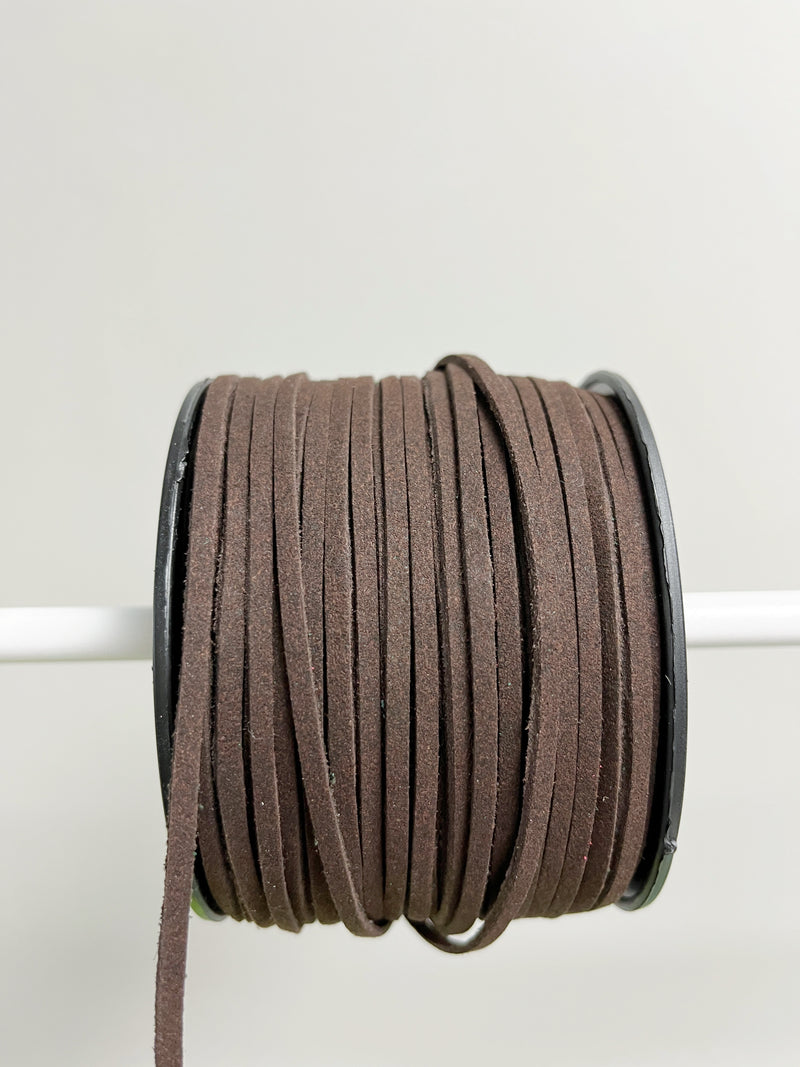 Coffee Brown Faux Suede Cord, 3mm Soft Flat Cord (R2)