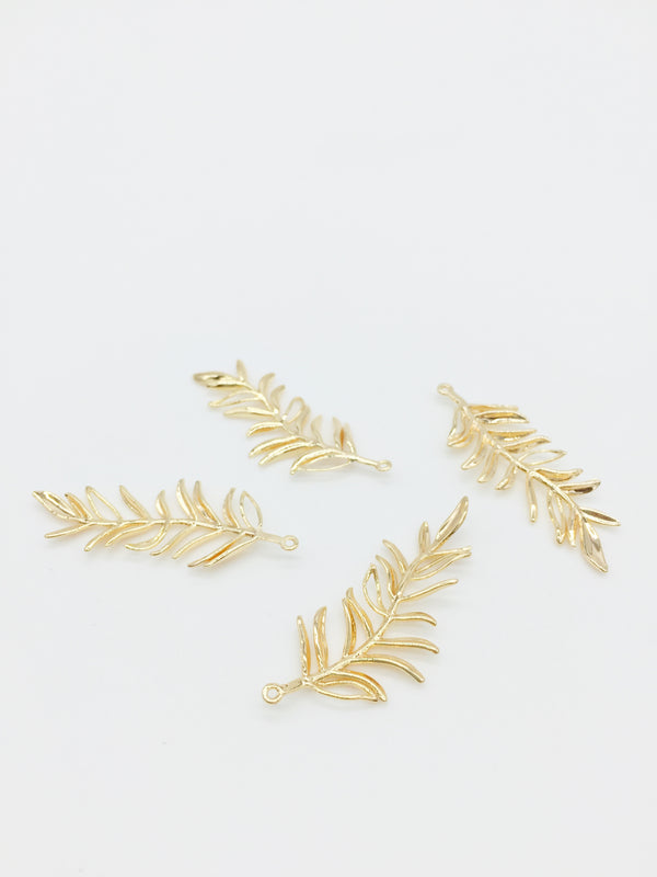 1 x 18K Gold Plated Fine Leaf Branch Pendant, 38x15mm