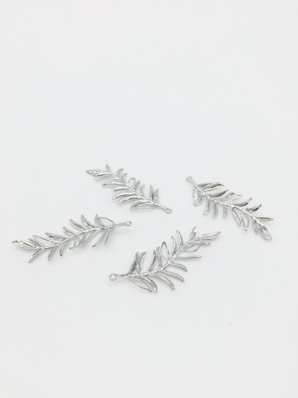 1 x Platinum Plated Fine Leaf Branch Pendant, 38x15mm