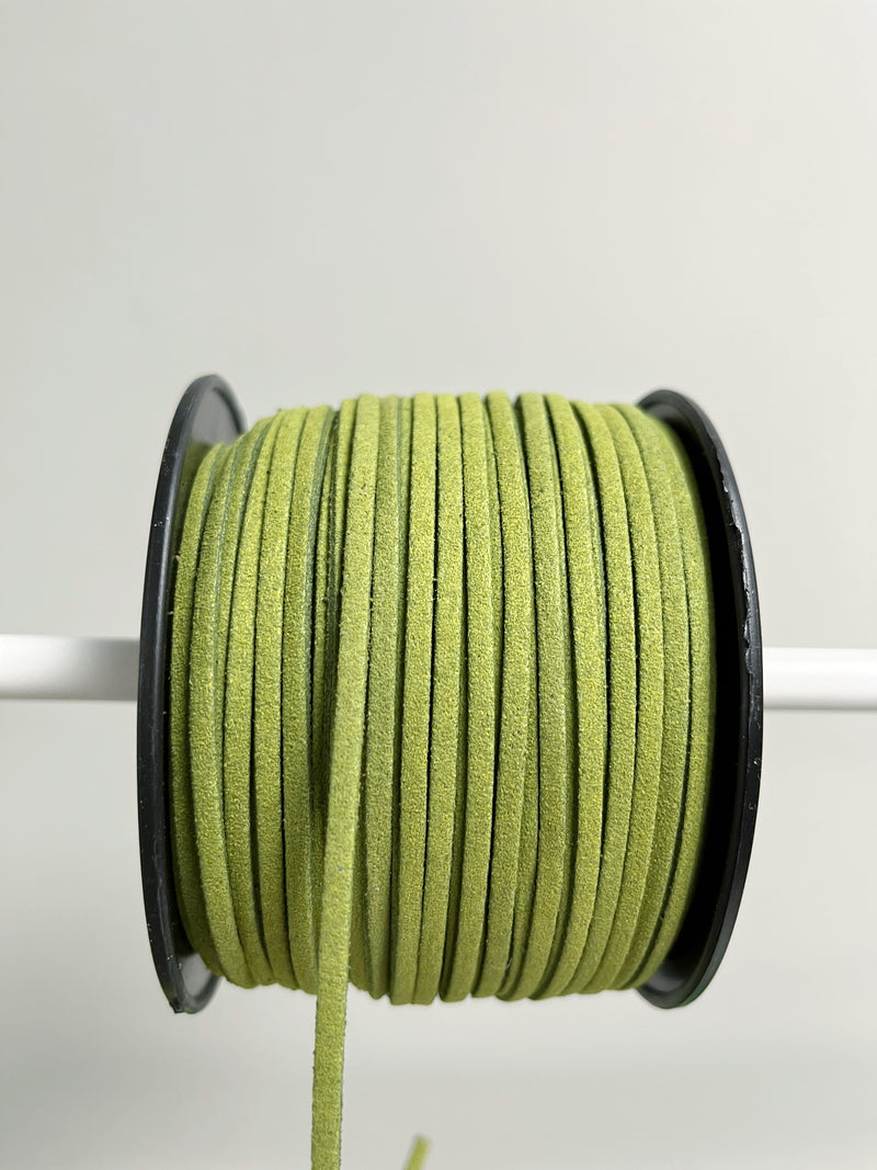 Pear Green Faux Suede Cord, 3mm Soft Flat Cord (R2)