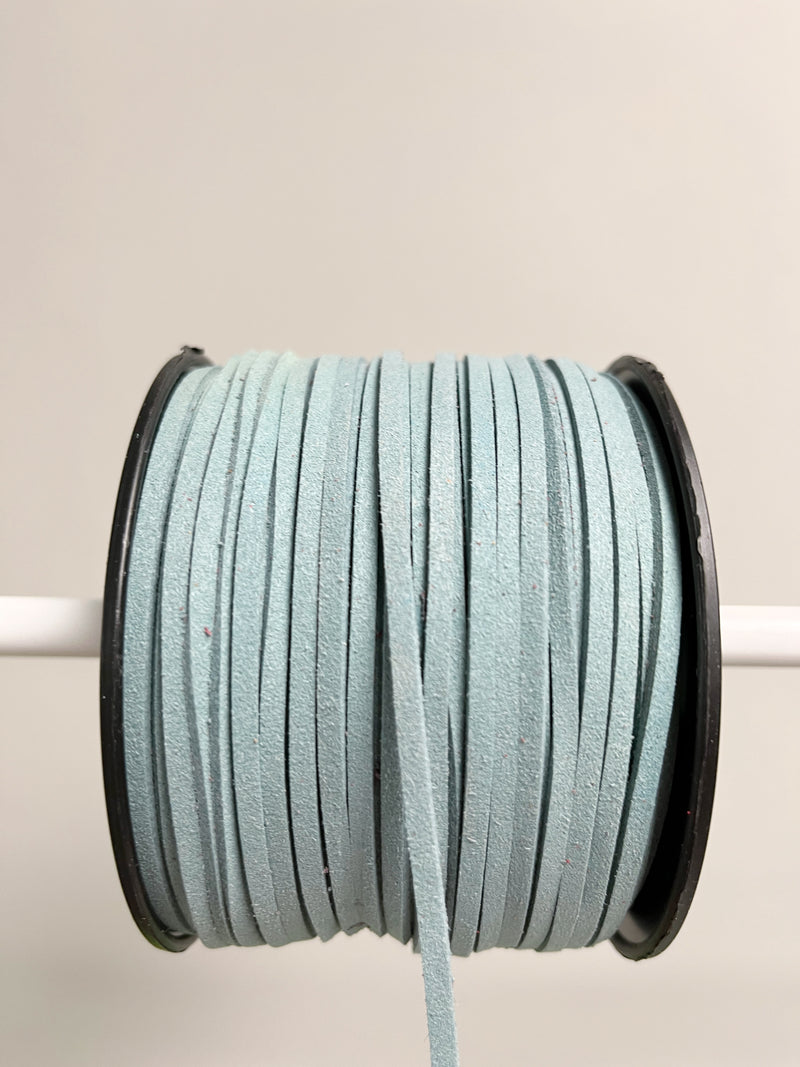 Stonewashed Green Faux Suede Cord, 3mm Soft Flat Cord (R2)