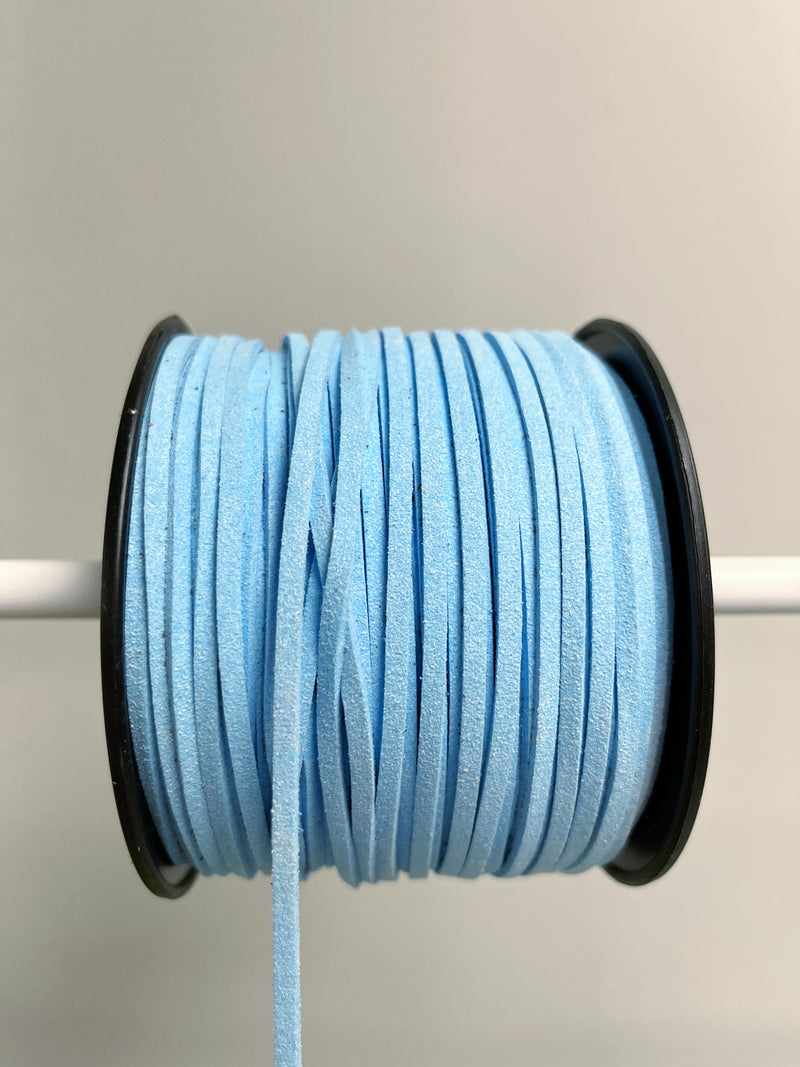 Light Blue Faux Suede Cord, 3mm Soft Flat Cord (R2)