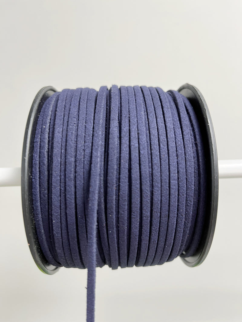 Midnight Blue Faux Suede Cord, 3mm Soft Flat Cord (R3)