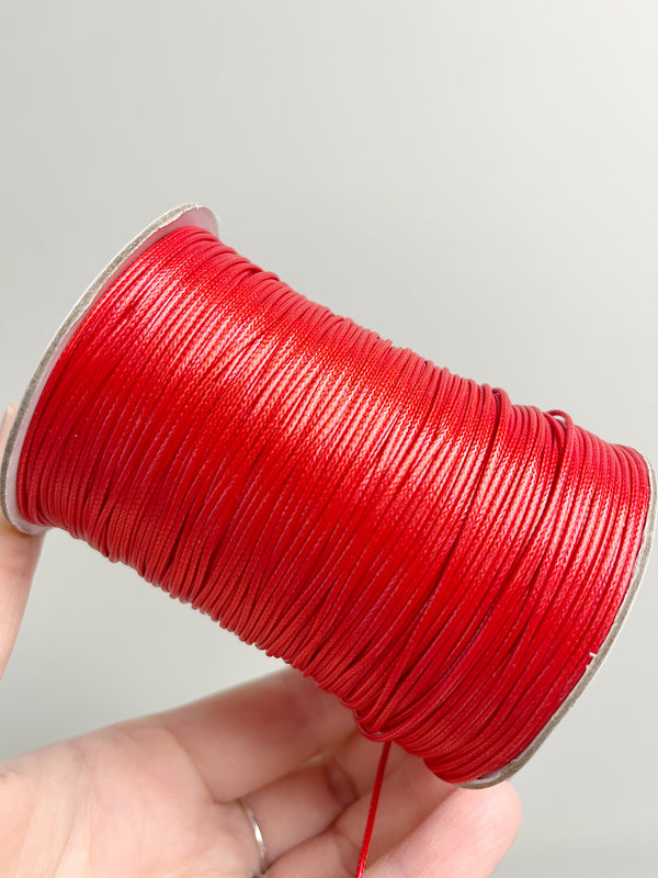 Scarlet Red Waxed Polyester Cord, 1mm Silk Cord (R3)