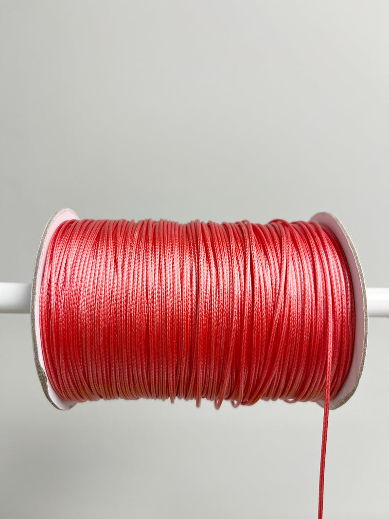 Coral Red Waxed Polyester Cord, 1mm Silk Cord (R3)