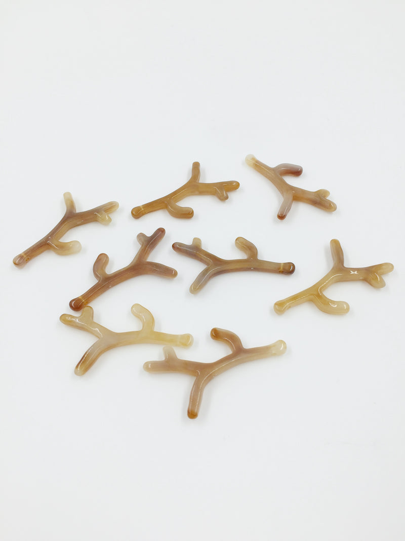 10 x Marbled Beige Acrylic Coral Branches, 45x28mm (H2G)