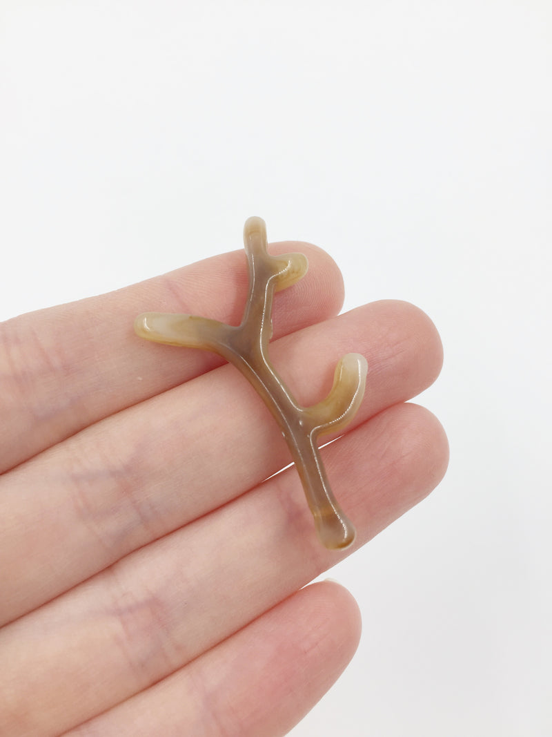 10 x Marbled Beige Acrylic Coral Branches, 45x28mm (H2G)