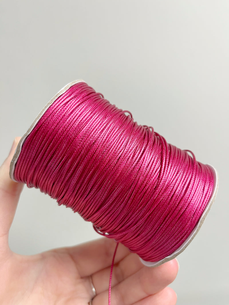 Dark Fuchsia Waxed Polyester Cord, 1mm Silk Cord (R3)