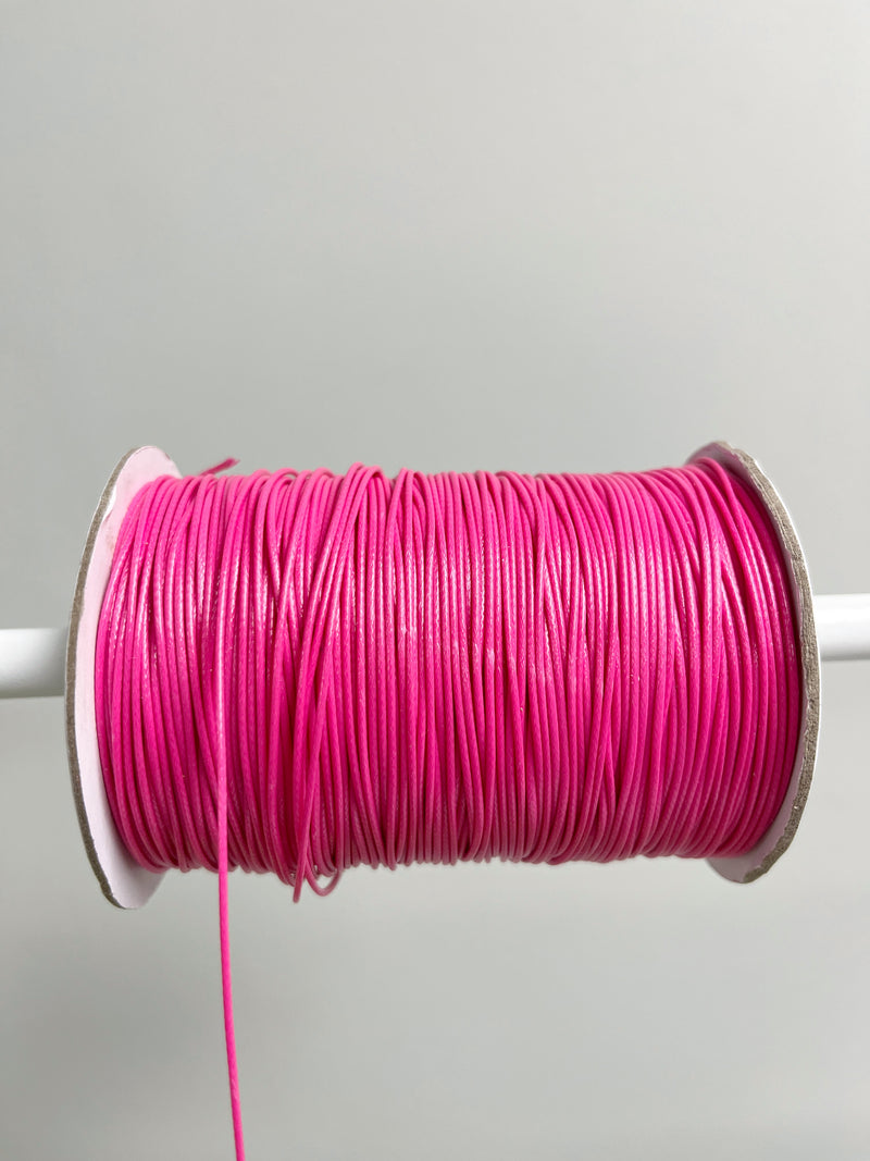 Deep Pink Waxed Polyester Cord, 1mm Silk Cord (R3)