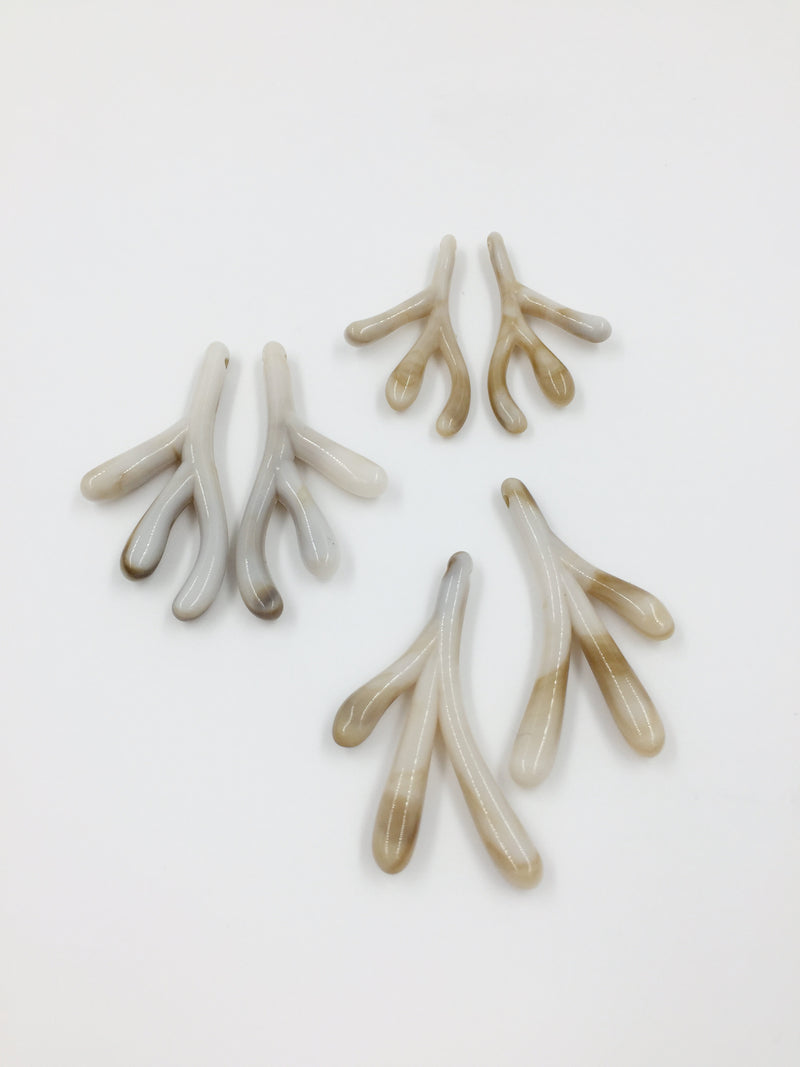 3 pairs x Marbled Acrylic Coral Branches (H1G)