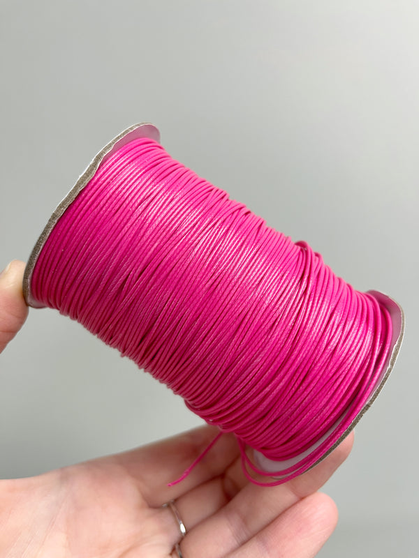 Deep Pink Waxed Polyester Cord, 1mm Silk Cord (R3)