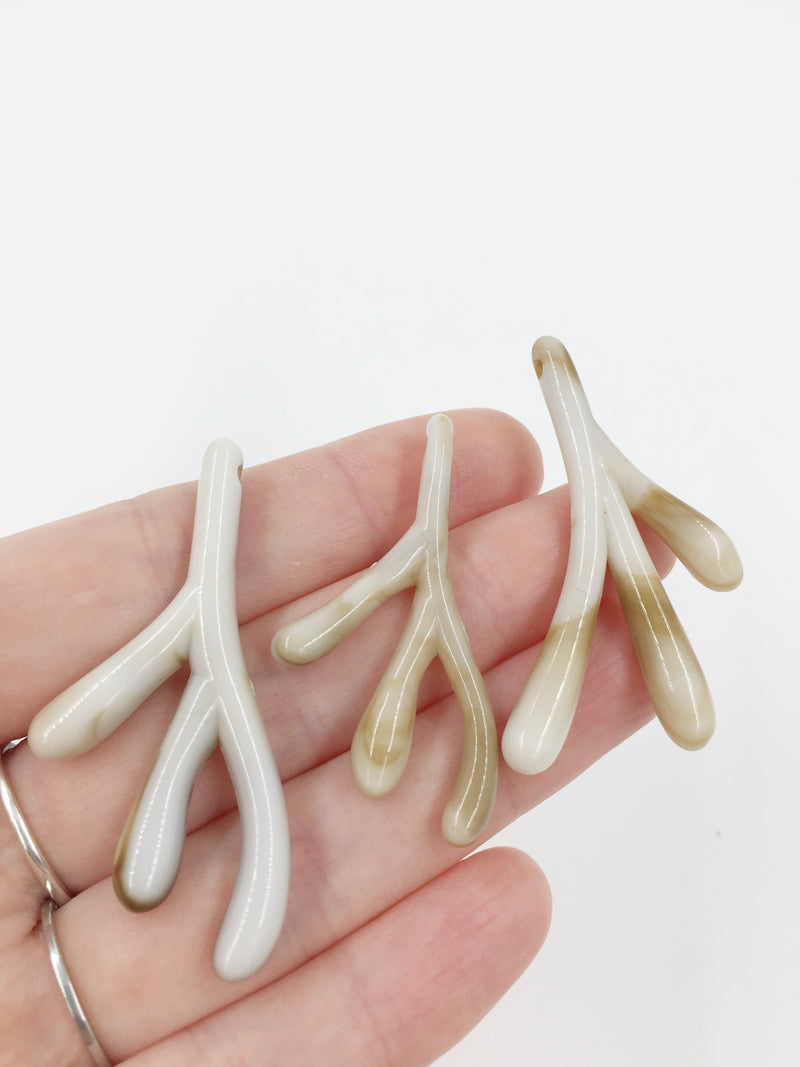 3 pairs x Marbled Acrylic Coral Branches (H1G)