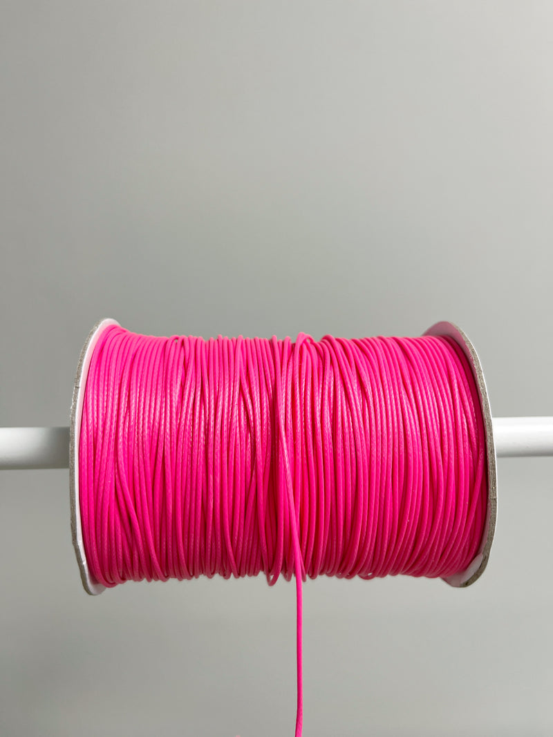 Bright Neon Pink Waxed Polyester Cord, 1mm Silk Cord (R3)