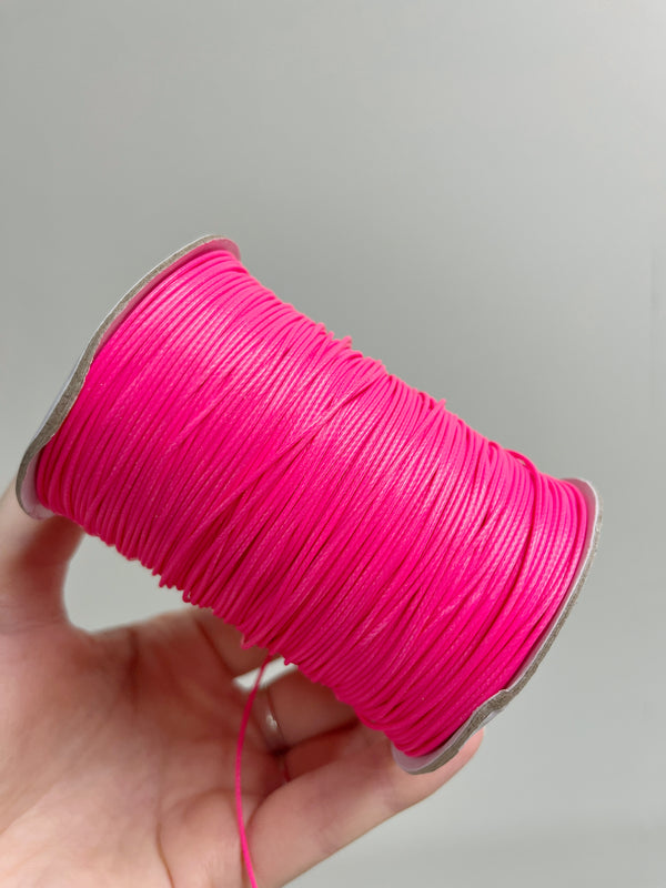 Bright Neon Pink Waxed Polyester Cord, 1mm Silk Cord (R3)