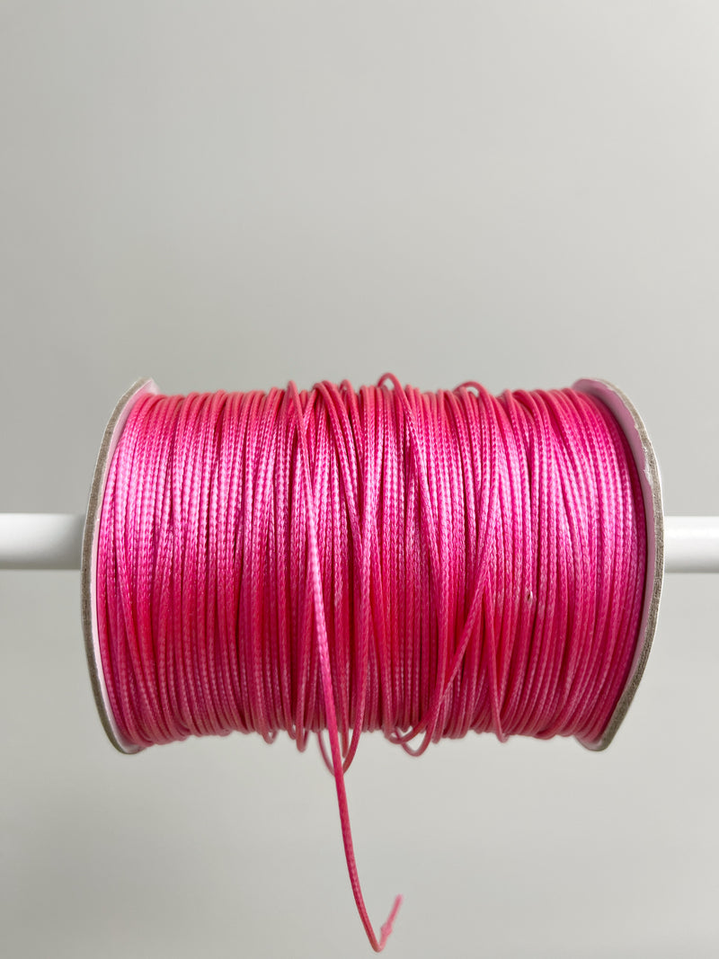 Rose Pink Waxed Polyester Cord, 1mm Silk Cord (R3)