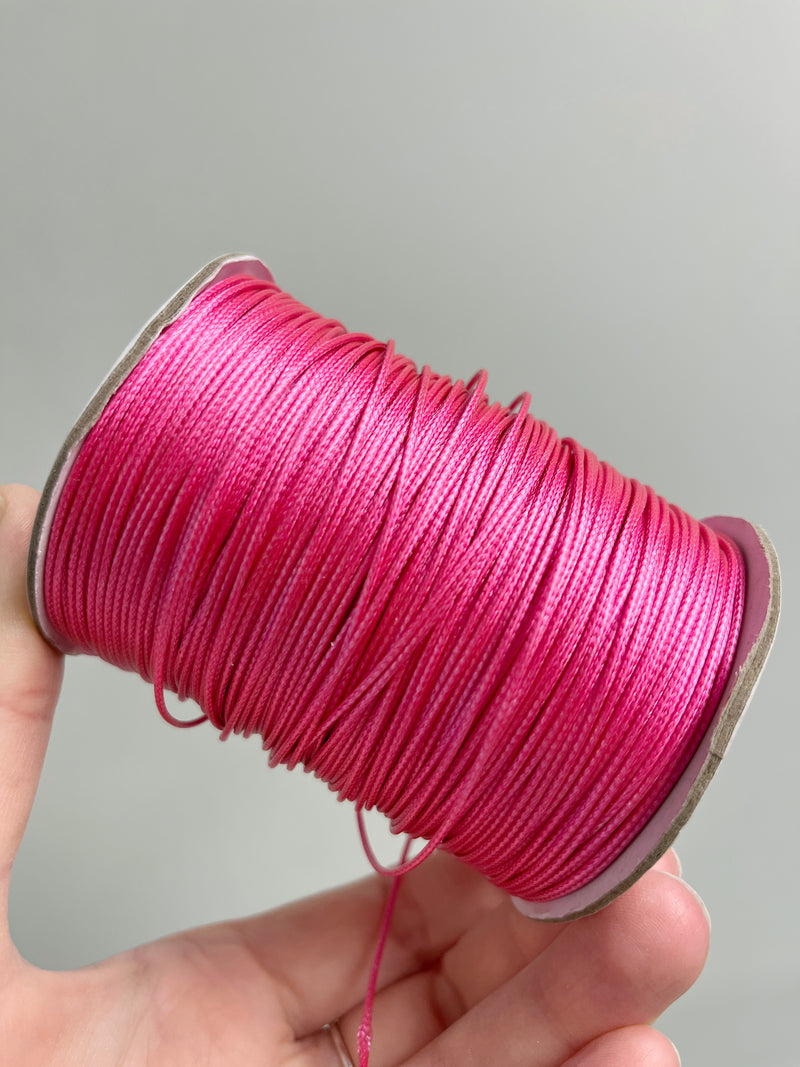 Rose Pink Waxed Polyester Cord, 1mm Silk Cord (R3)