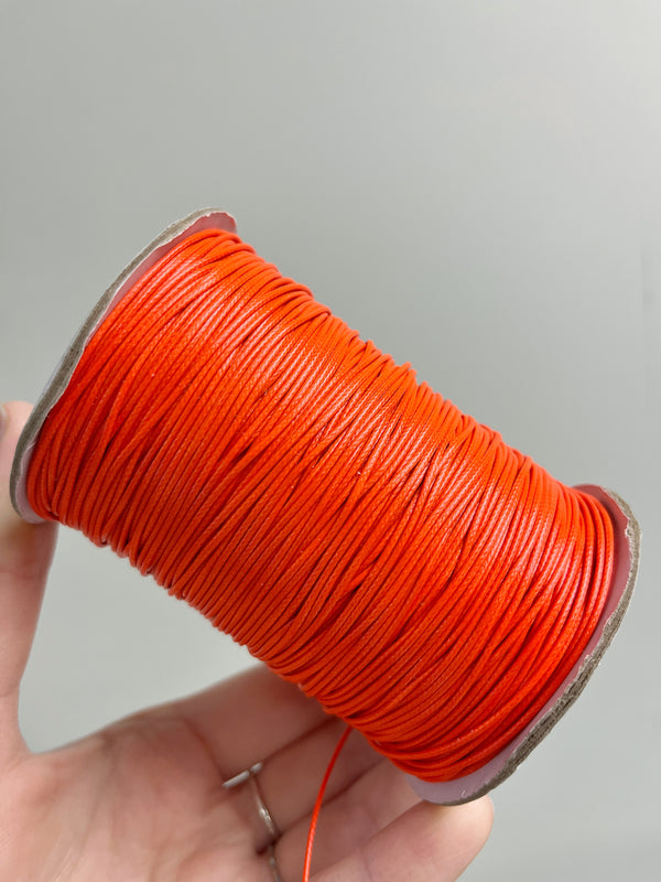 Dark Orange Waxed Polyester Cord, 1mm Silk Cord (R3)