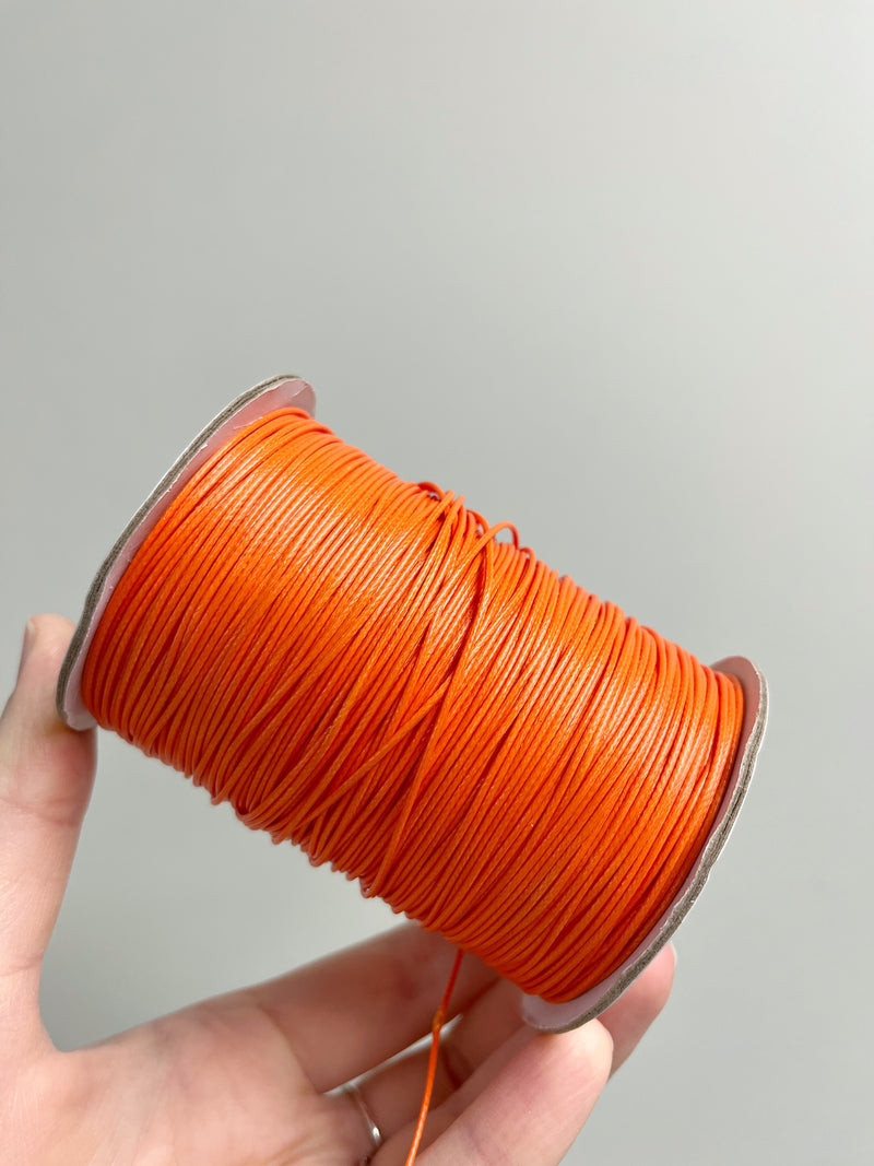 Orange Waxed Polyester Cord, 1mm Silk Cord (R3)