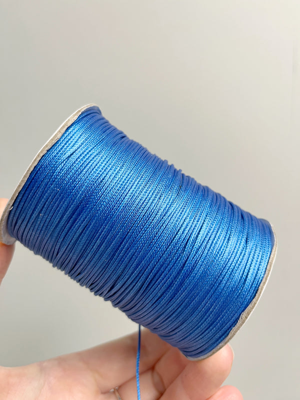 Ultramarine Blue Waxed Polyester Cord, 1mm Silk Cord (R3)