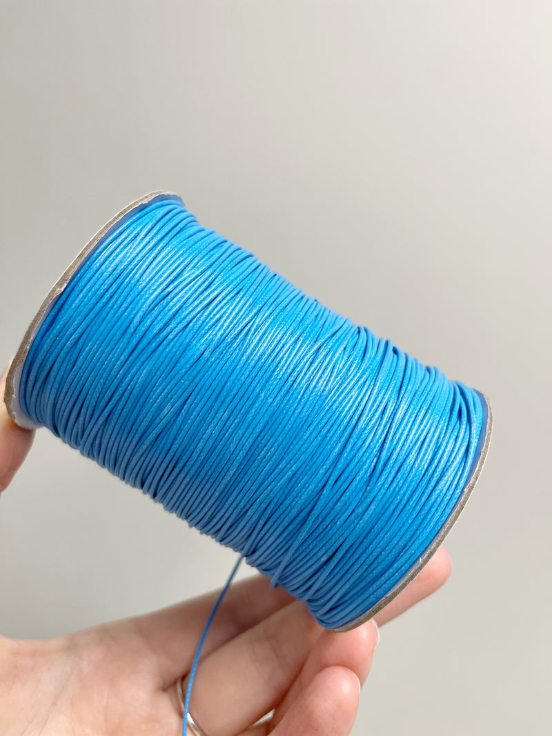 Azure Blue Waxed Polyester Cord, 1mm Silk Cord (R3)