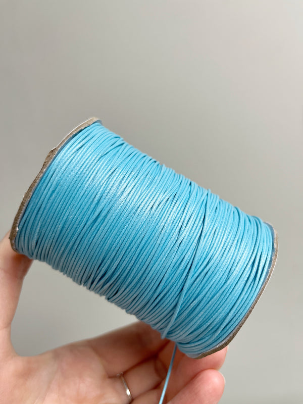 Sky Blue Waxed Polyester Cord, 1mm Silk Cord (R3)