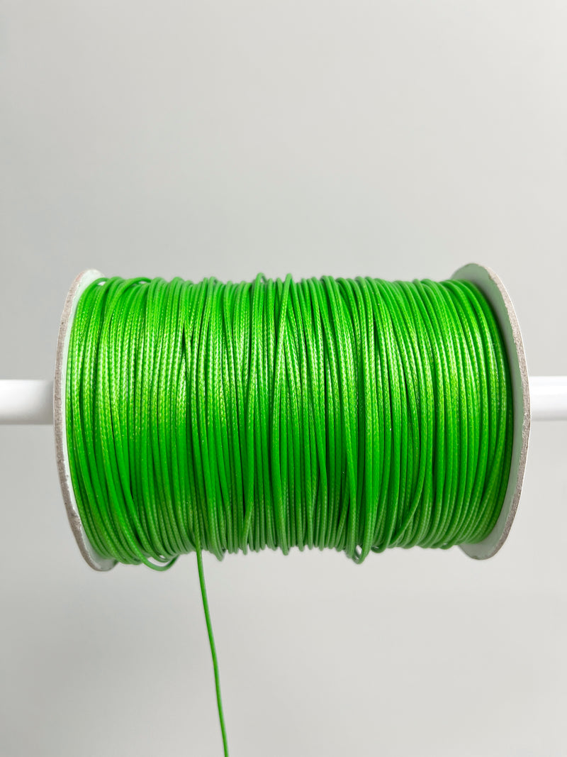 Bright Green Waxed Polyester Cord, 1mm Silk Cord (R4)