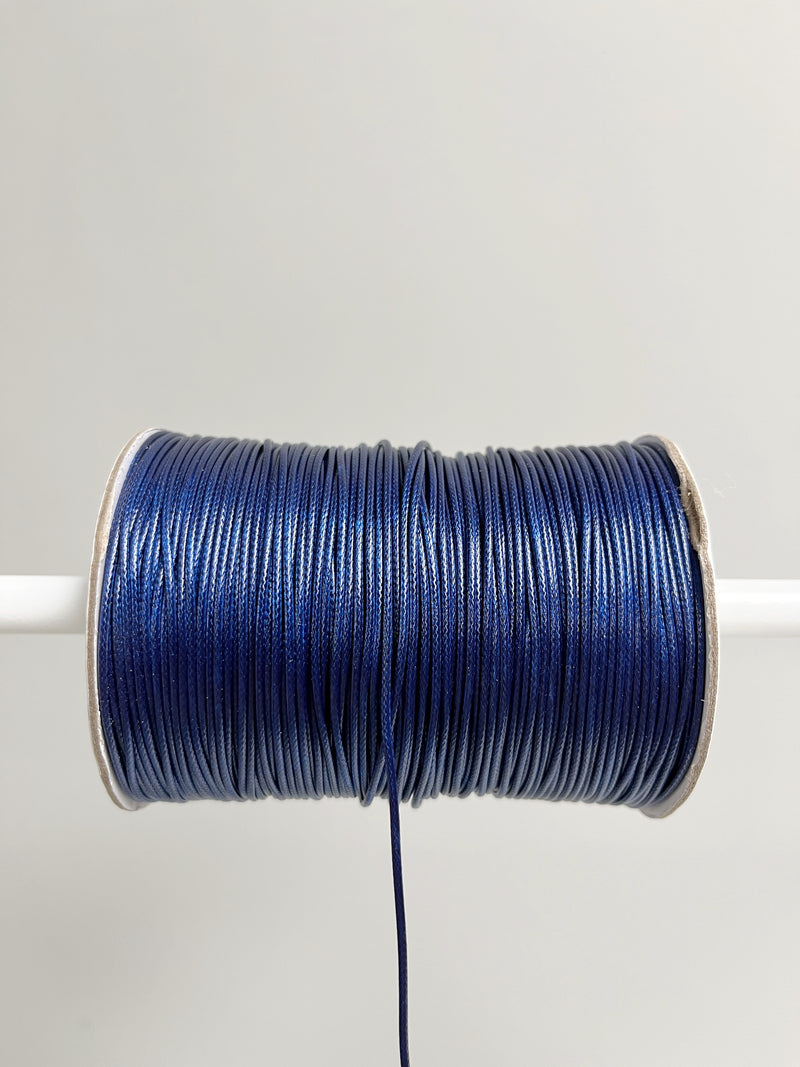 Navy Blue Waxed Polyester Cord, 1mm Silk Cord (R3)