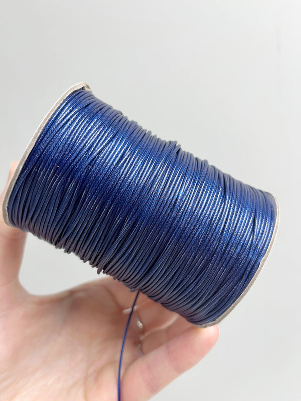 Navy Blue Waxed Polyester Cord, 1mm Silk Cord (R3)