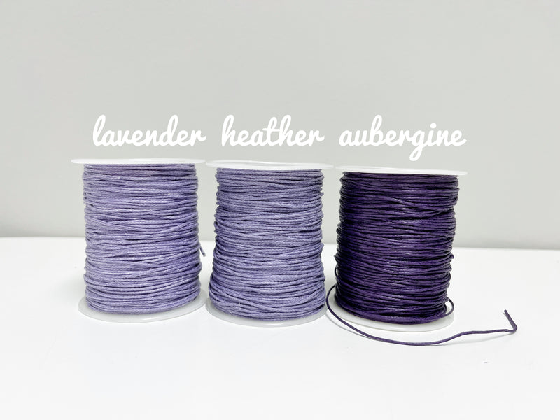 Lavender Waxed Cotton Cord, 1mm Cotton Cord (R6)