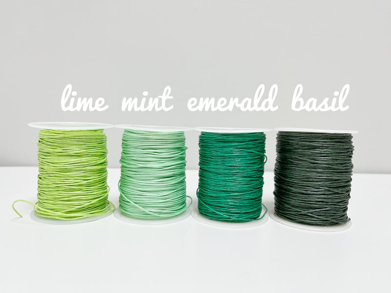 Basil Green Waxed Cotton Cord, 1mm Cotton Cord (R6)