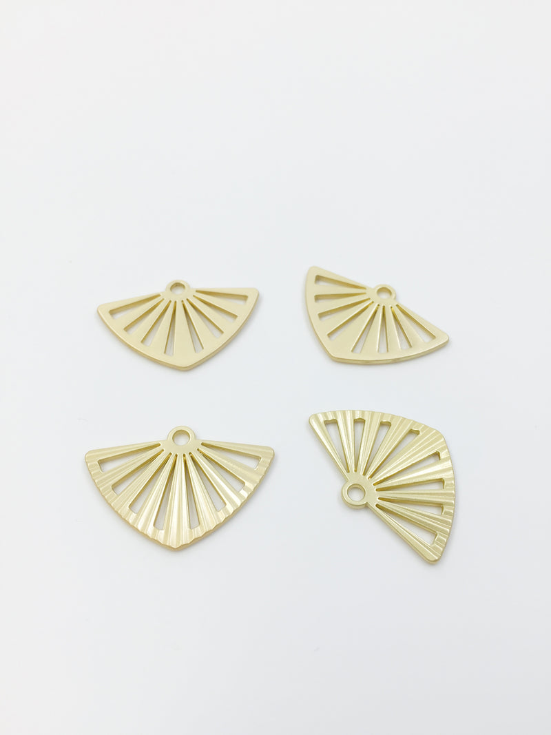 4 x Matte Gold Plated Fan Pendants, 25x17mm (0605G)