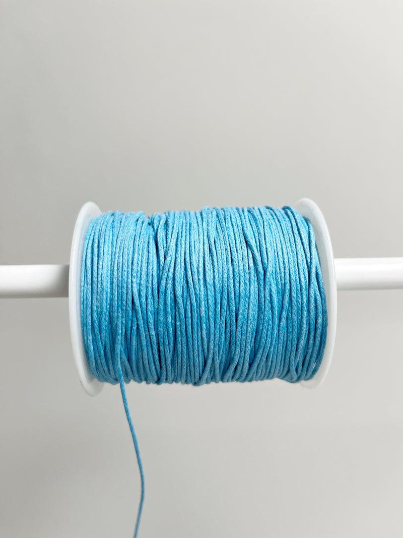 Sky Blue Waxed Cotton Cord, 1mm Cotton Cord (R6)