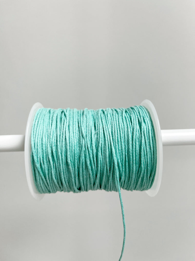 Light Teal Waxed Cotton Cord, 1mm Cotton Cord (R6)