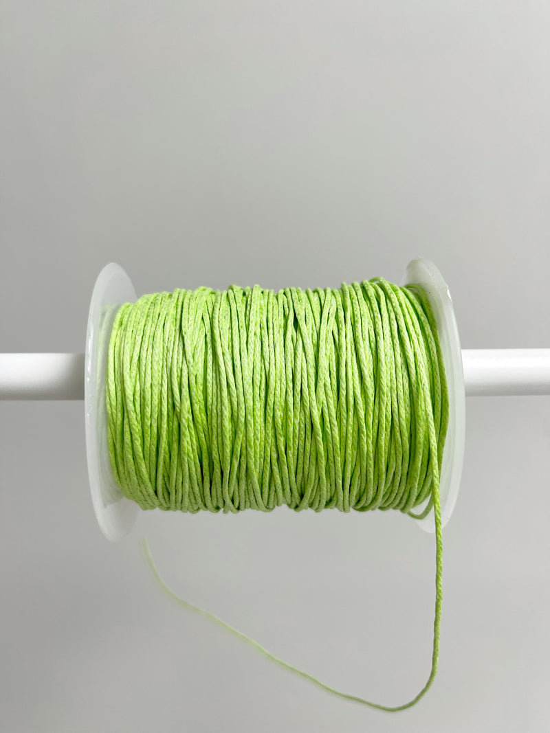 Lime Green Waxed Cotton Cord, 1mm Cotton Cord (R6)