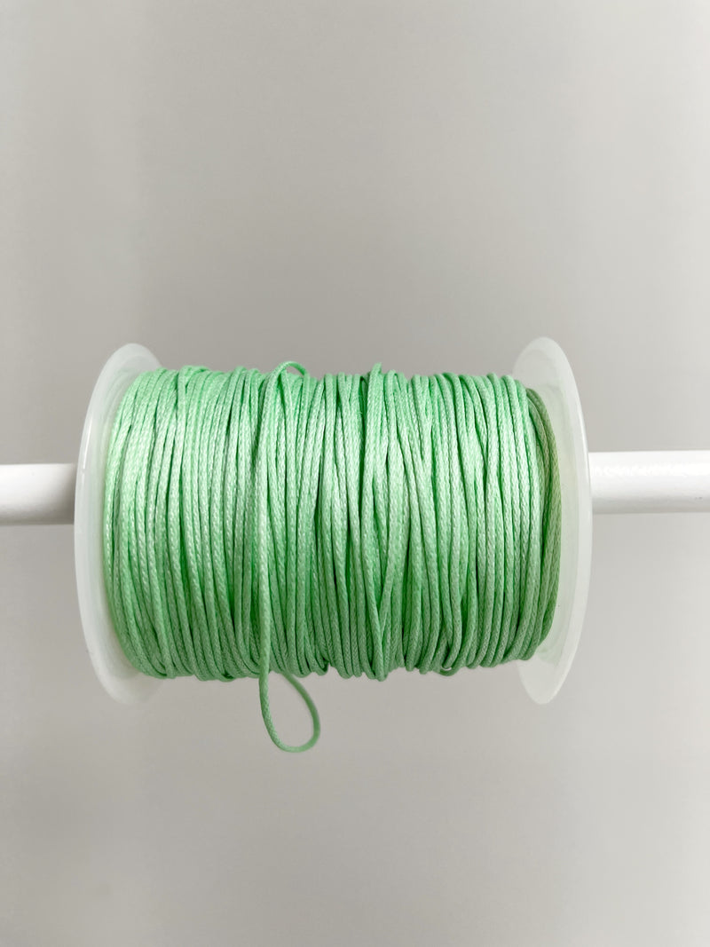 Mint Green Waxed Cotton Cord, 1mm Cotton Cord (R6)