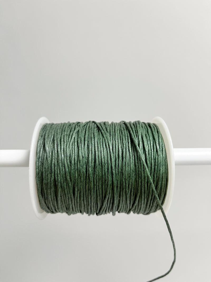 Basil Green Waxed Cotton Cord, 1mm Cotton Cord (R6)