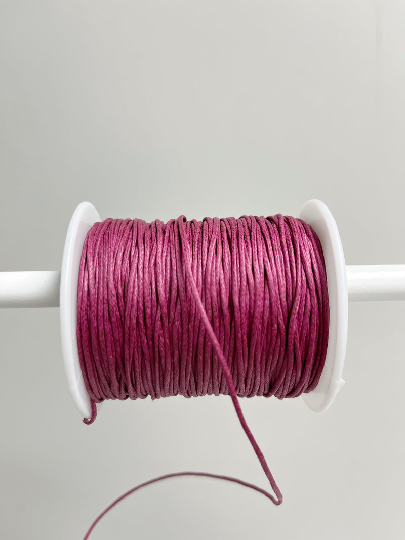 Cerise Waxed Cotton Cord, 1mm Cotton Cord (R6)