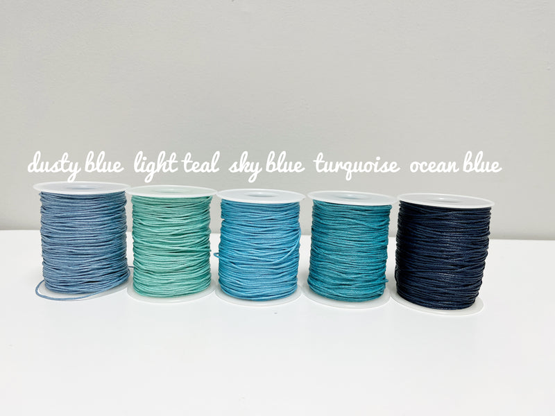 Turquoise Waxed Cotton Cord, 1mm Cotton Cord (R6)